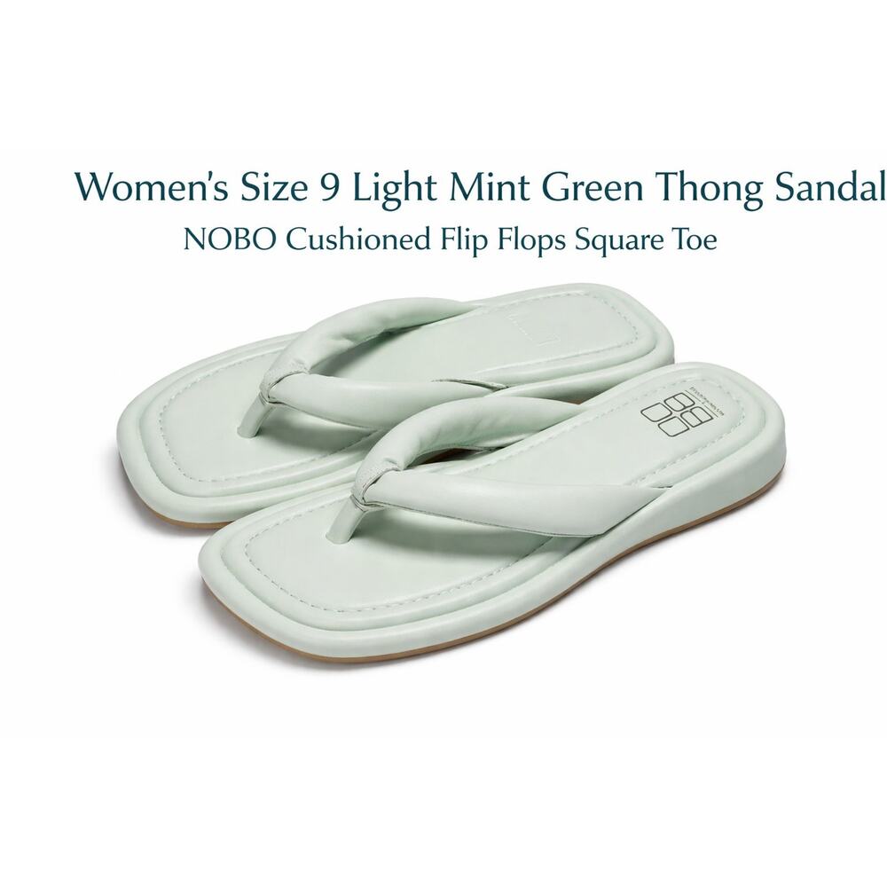 NOBO Women’s Size 9 Light Mint Green Flip Flop Sandals Cushioned Thong Square...